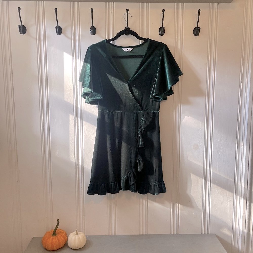 Jack by BB Dakota- Green Velvet Wrap Dress